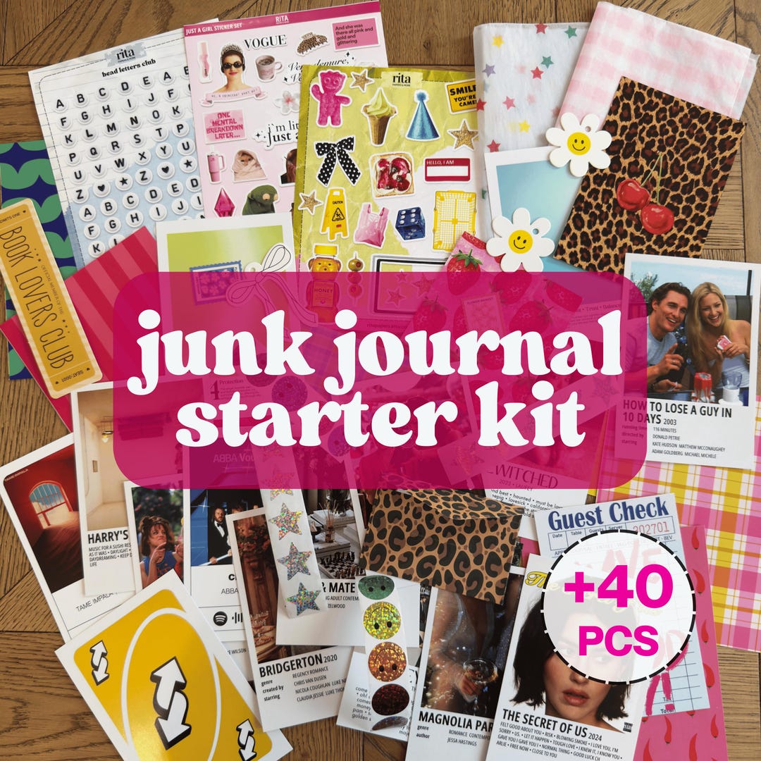 Junk journaling kits cover photo collage