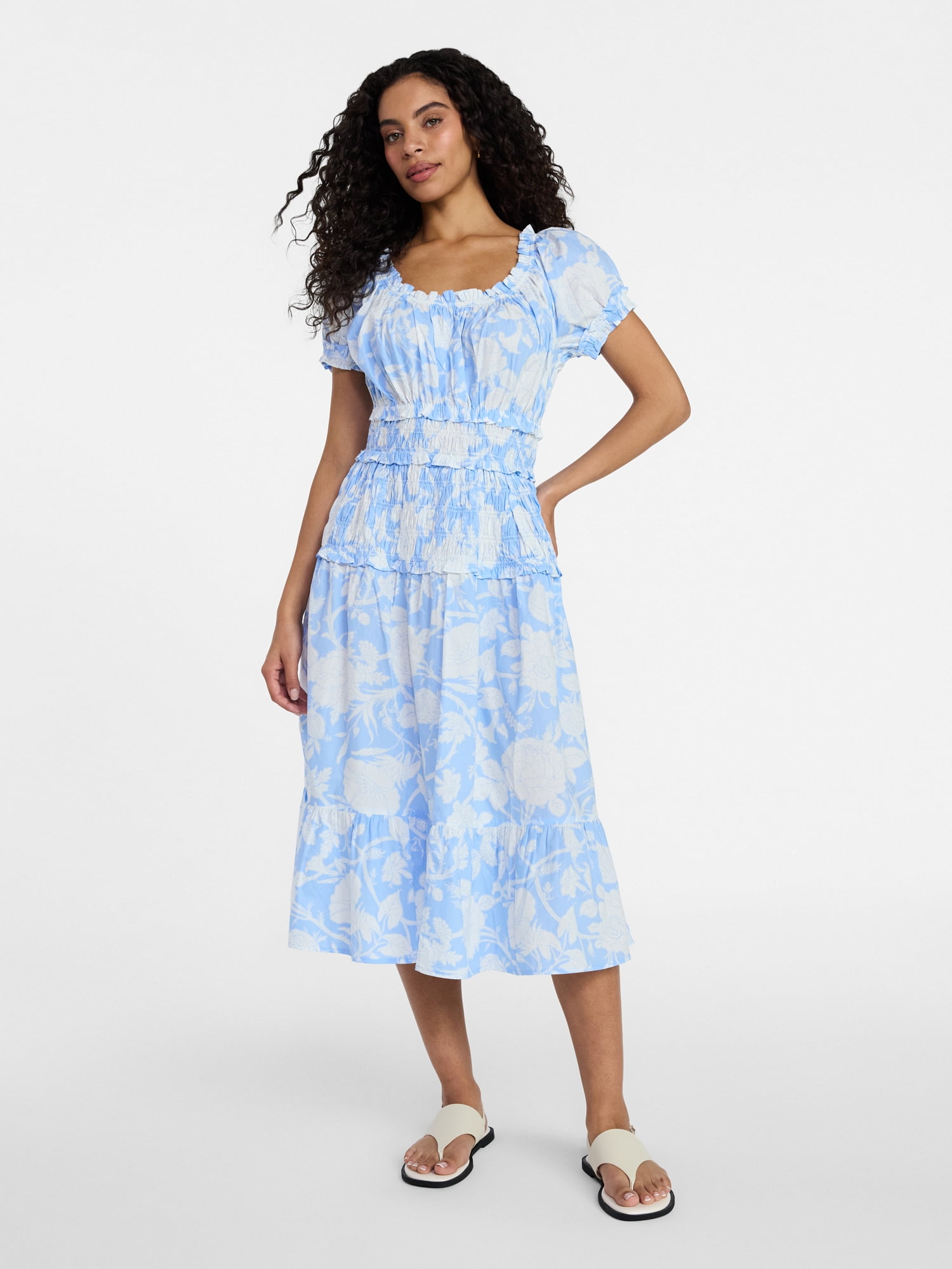 walmart cotton dresses Buy Blue Printed Cotton Dress | Dresses Women main image 1