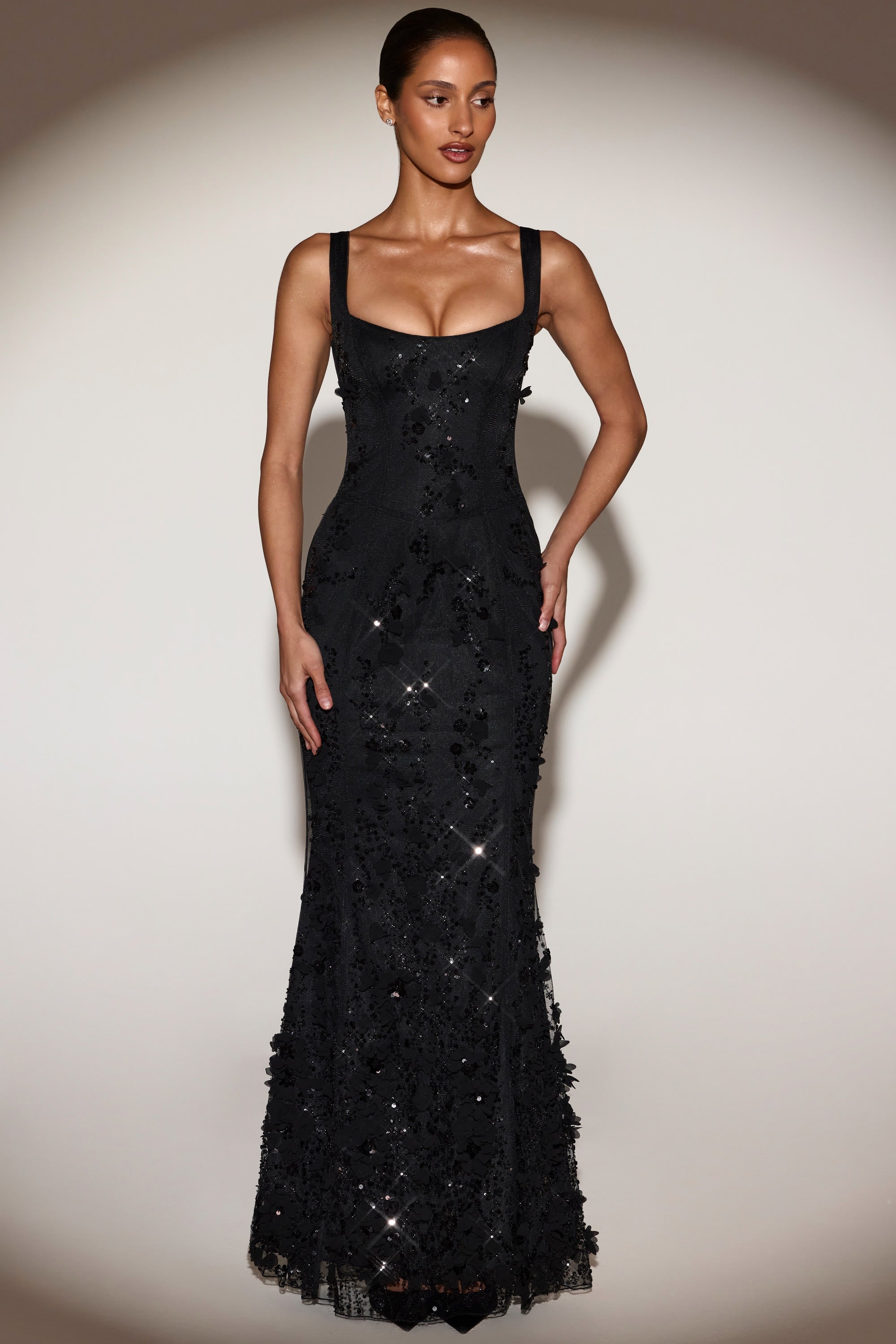 prom dresses oh polly Embellished Corset Gown in Sage Green - 6