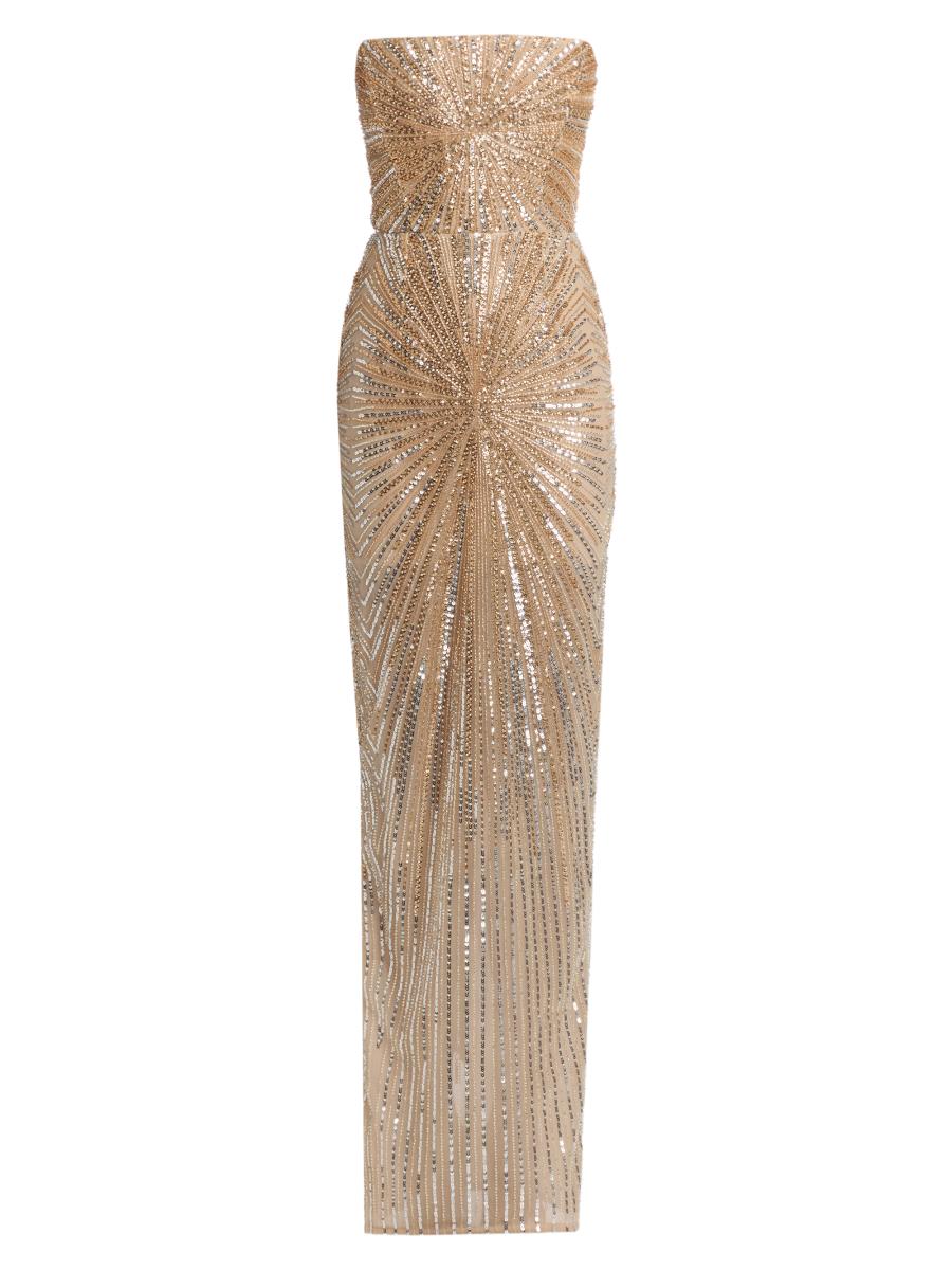 green emerald velvet dress Showstopper Maxi Dress Covered in Gold Sequins S / 4 / Gold