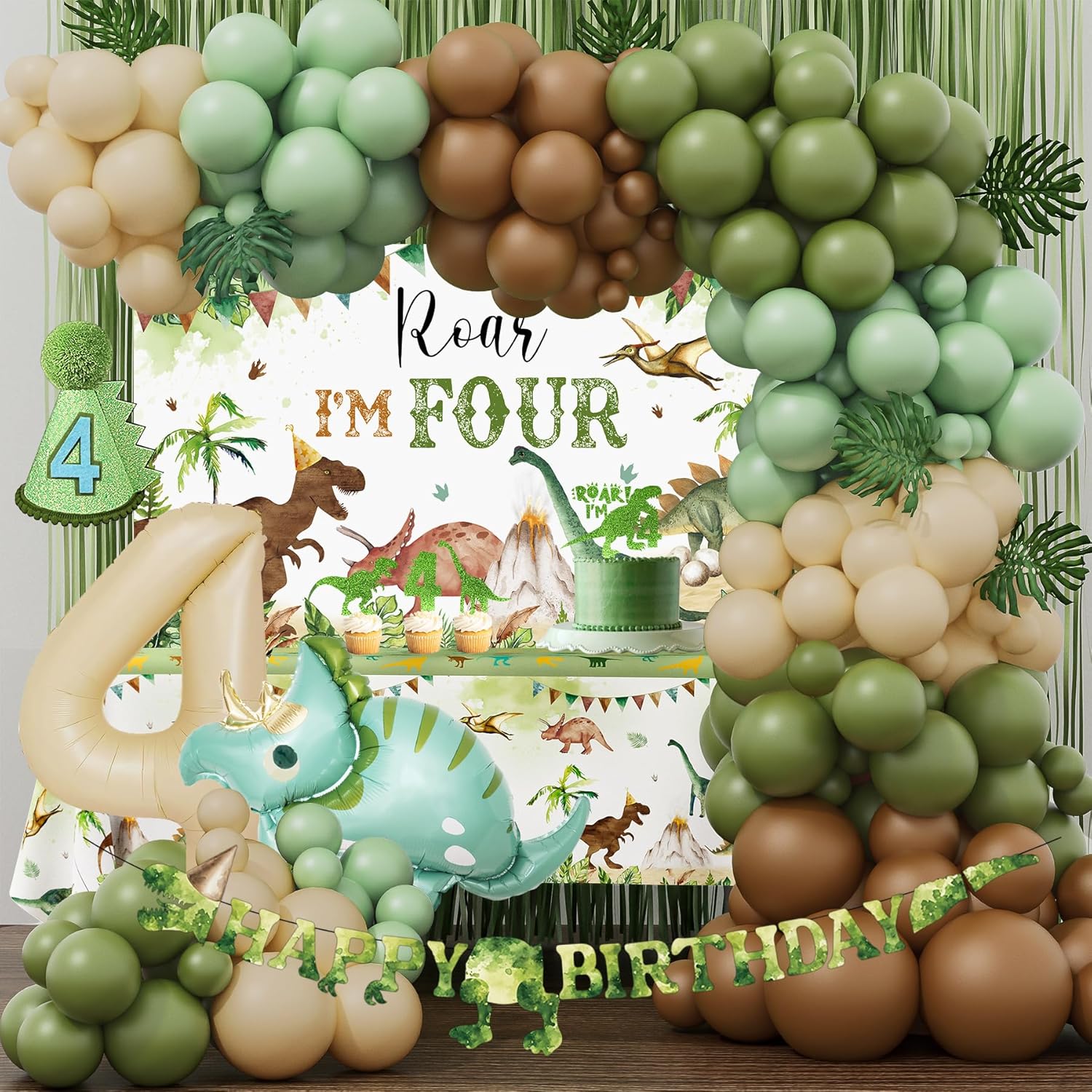 ROAR! I’M FOUR! 🦖🦕 4th Birthday Party Decor, Games, Favors and Outfits! cover photo collage