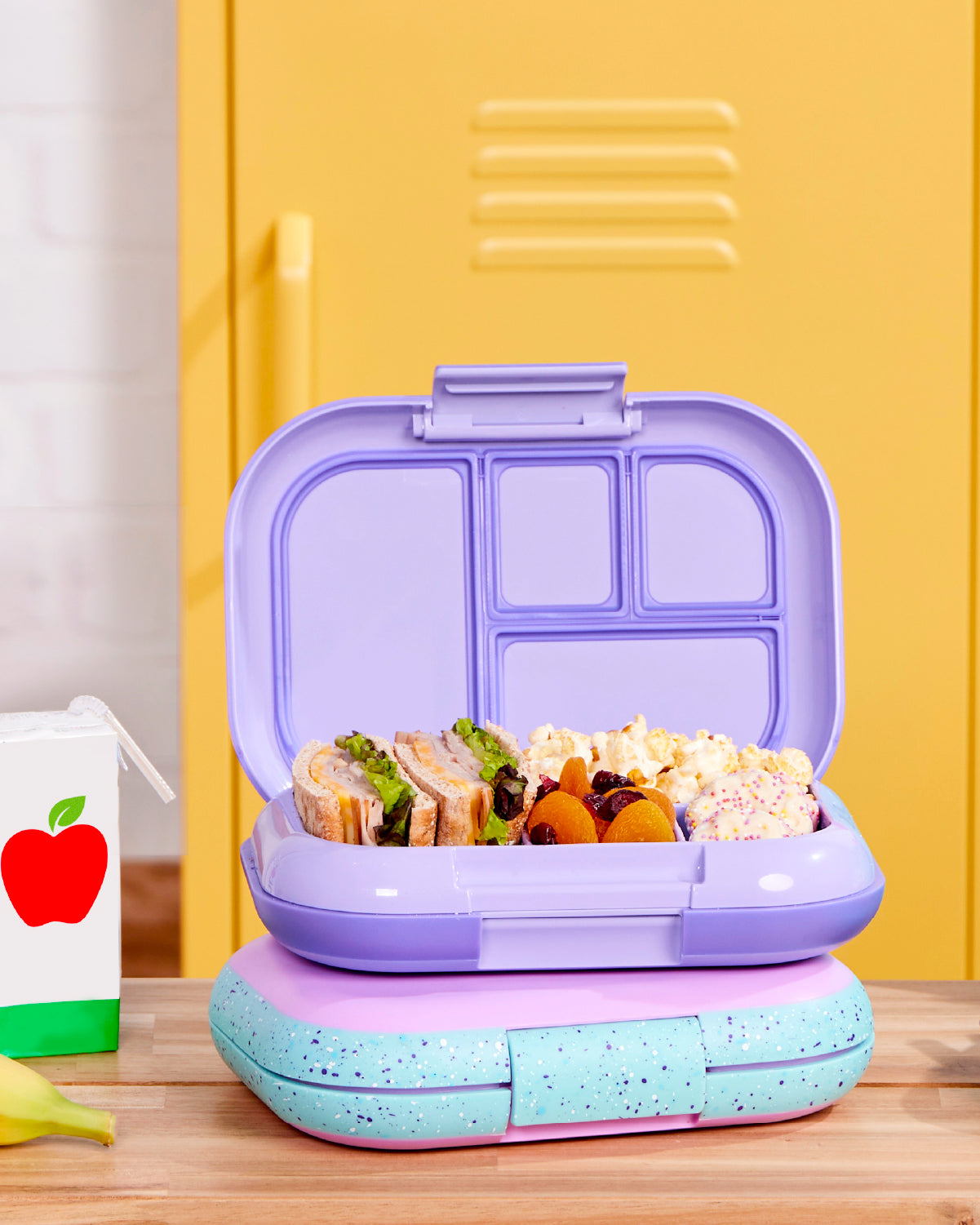 School supplies and lunch bags cover photo collage