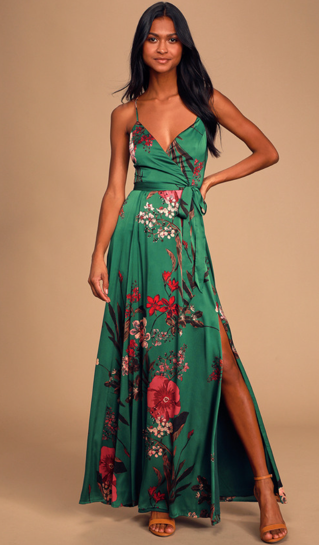 light green hoco dresses FARM Rio Dark Green Miranda Buckles Maxi Dress, Miranda Dark Green / M main image 0