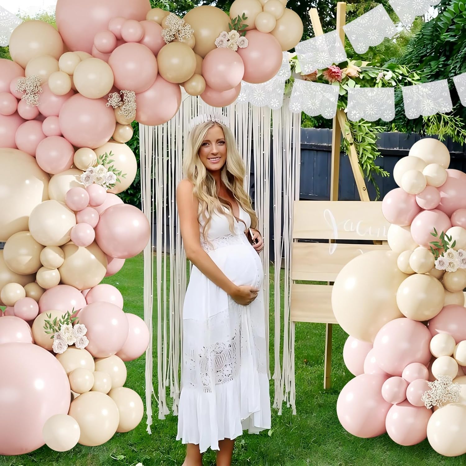 Baby In Bloom Pink and Green Hydrangea Theme Baby Shower cover photo collage