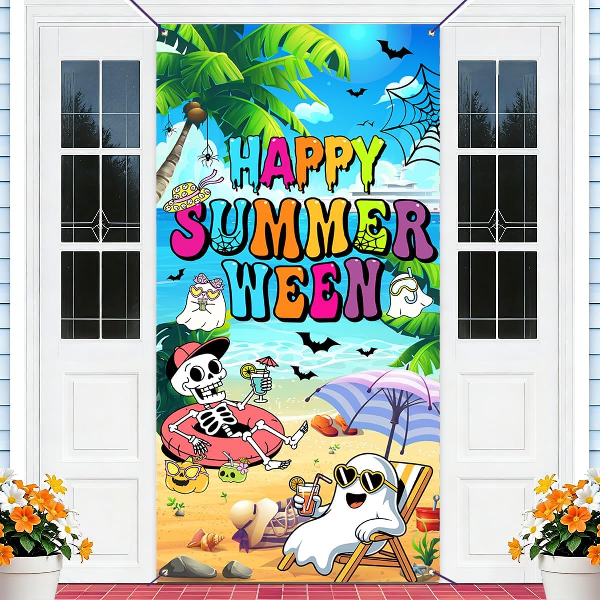 Summerween Party Must Haves and Summer Halloween Party Decorations 🎃💀☀️⛱️ cover photo collage
