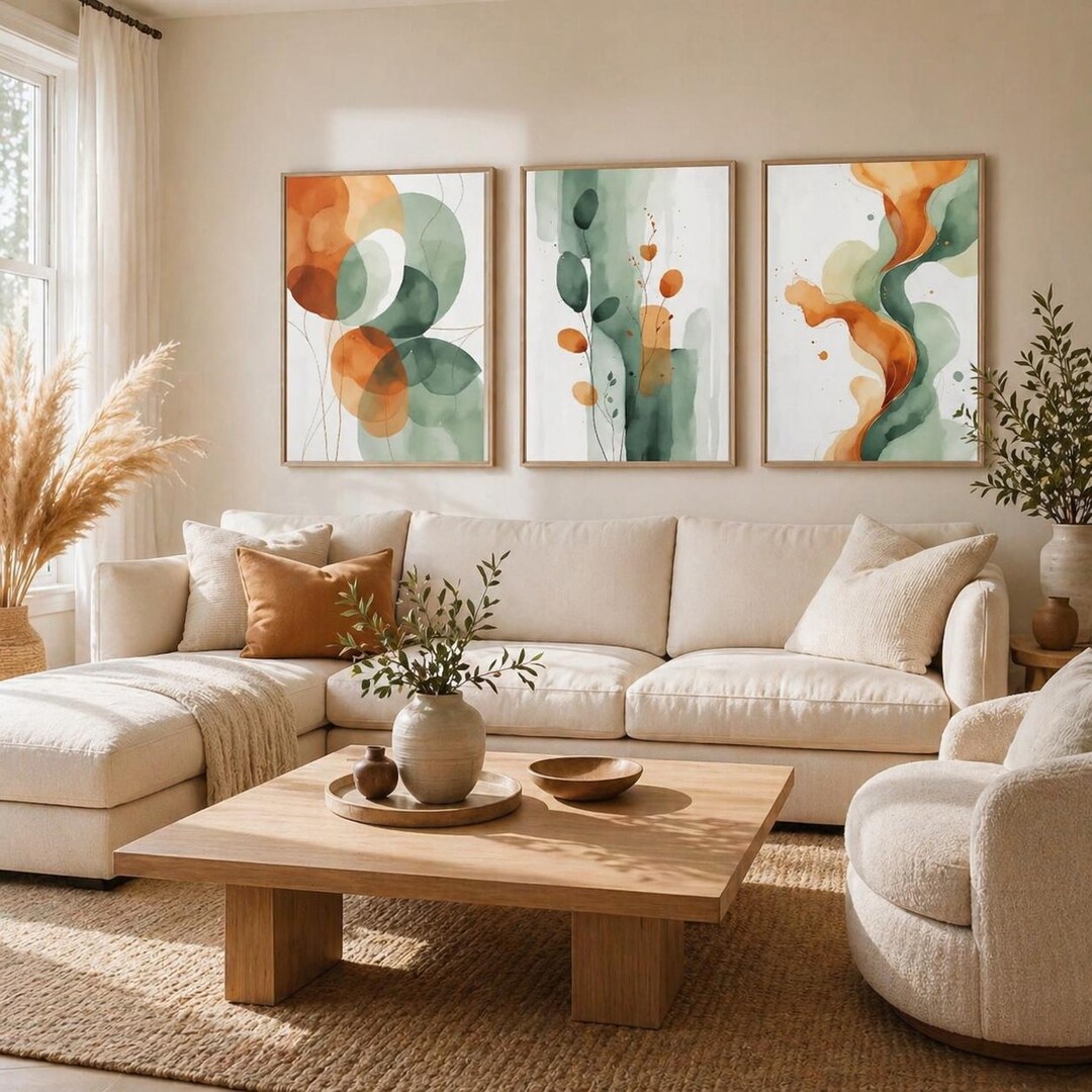 Sage & Orange Floral Living Room Collection cover photo collage