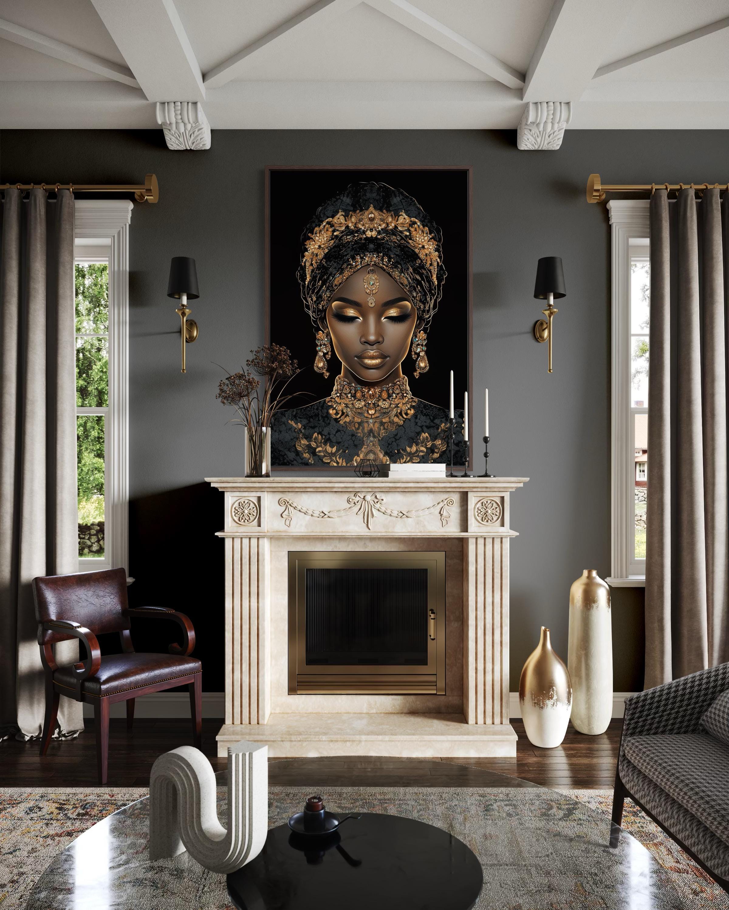 Black and Gold African Luxury Living Room Aesthetic cover photo collage
