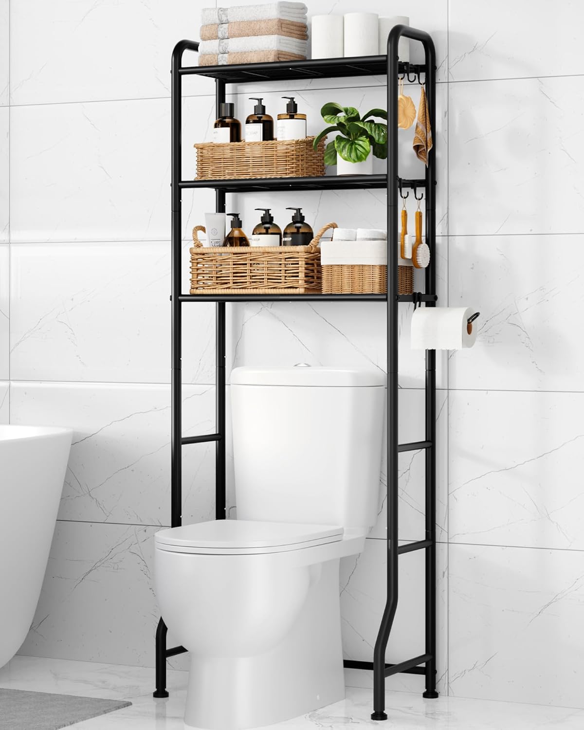 Small Bathroom Must-Haves That Save Space (Tiny Bathroom Organization) cover photo collage