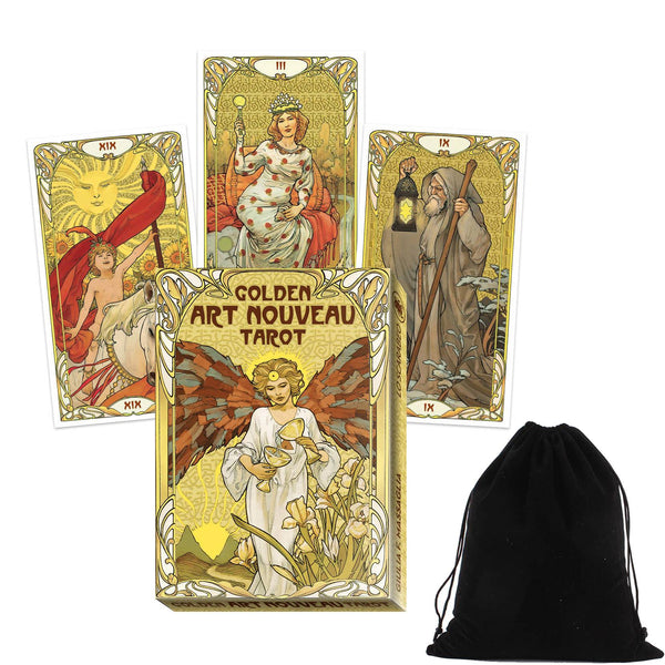 Golden Art Nouveau Tarot Mini and Companion Art Nouveau Decks Collection cover photo collage