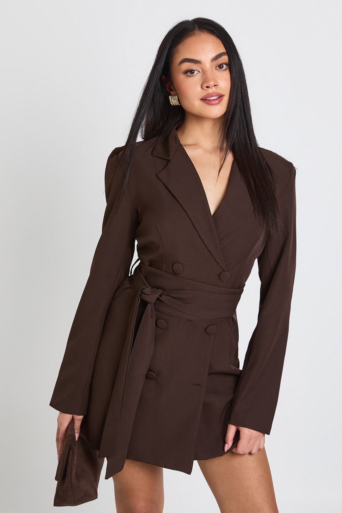 chocolate brown wedding guest dress Mac Duggal Sleeveless Mesh And Suede A-line Mini opulent hand Rich Chocolate Brown Wedding Guest