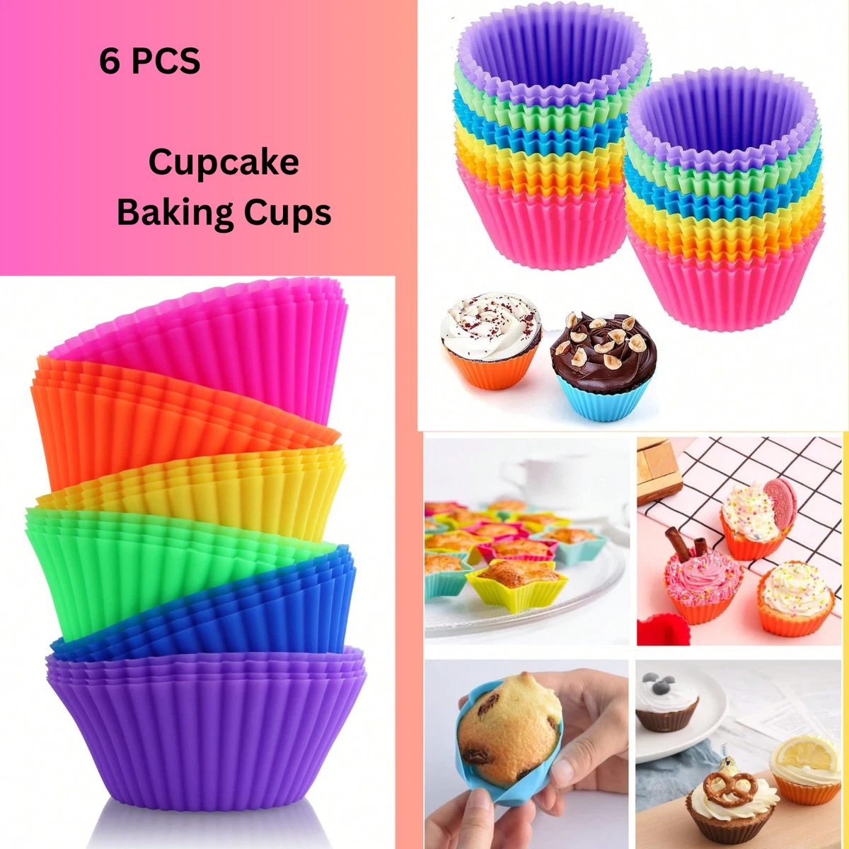 Silicone Baking Cups for Easy Muffins cover photo collage