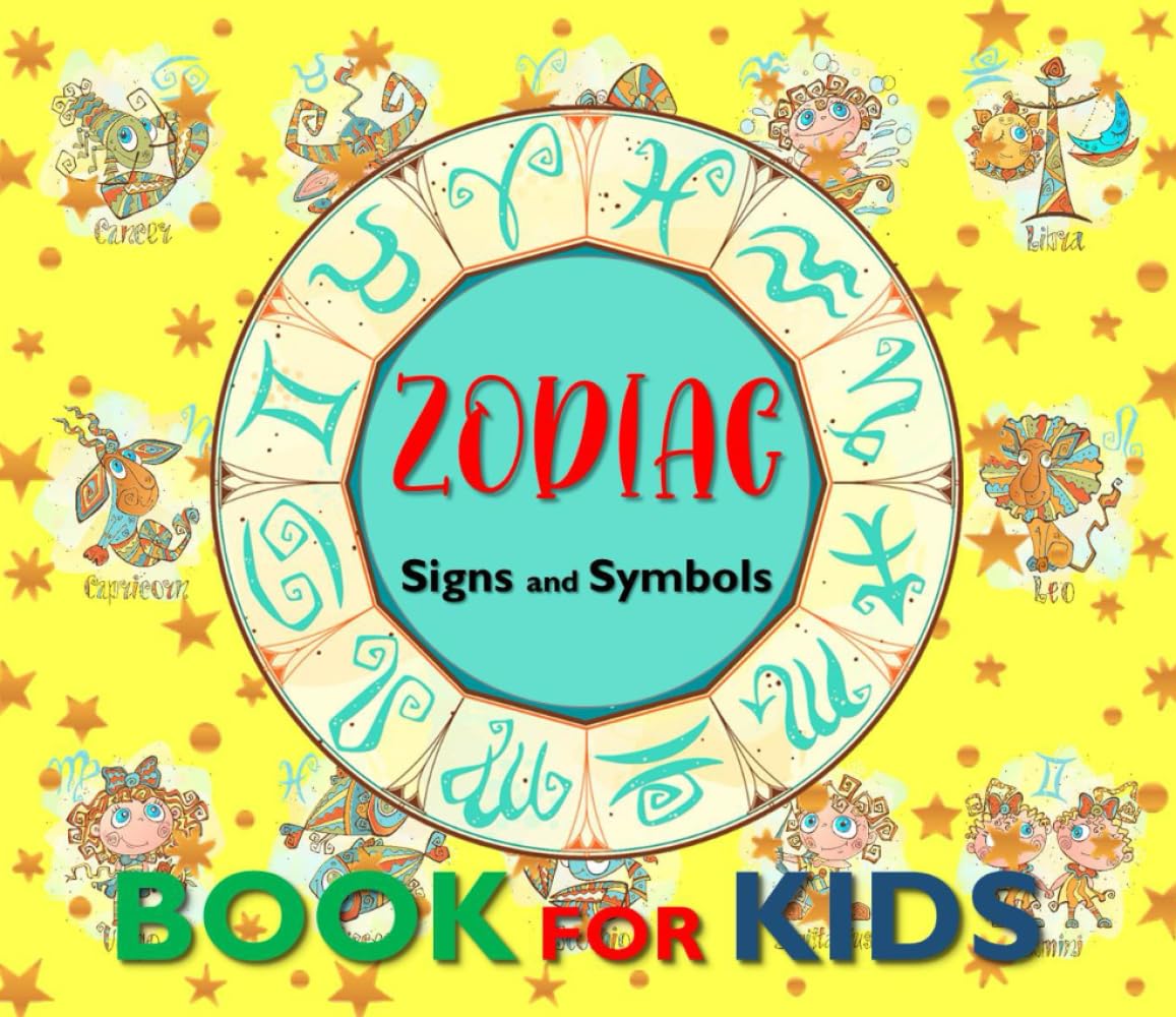 Zodiac Printables for Kids Ages 4–8: Art, Symbols, and Fun Facts cover photo collage