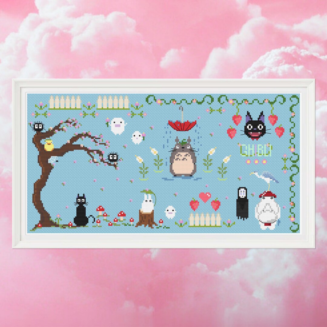 Studio Ghibli-Inspired Cross-Stitch Patterns from Etsy cover photo collage