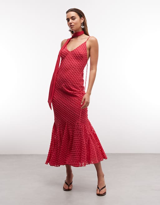 ASOS DESIGN bias plunge cami dress with full godets and scarf detail