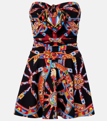 Dolce & Gabbana Printed Silk-Blend Minidress in Multicolour