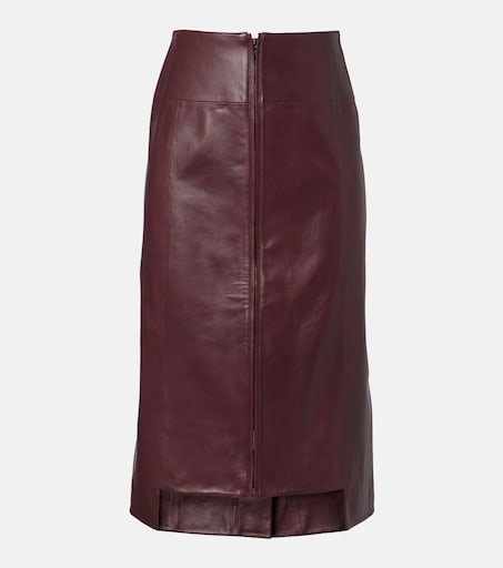 Leather midi skirt