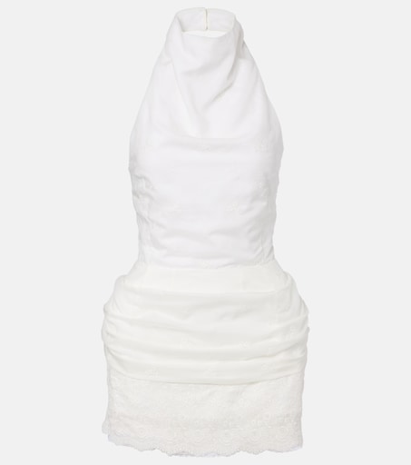 Magda Butrym Embroidered Silk, Wool and Cotton-Blend Minidress in White