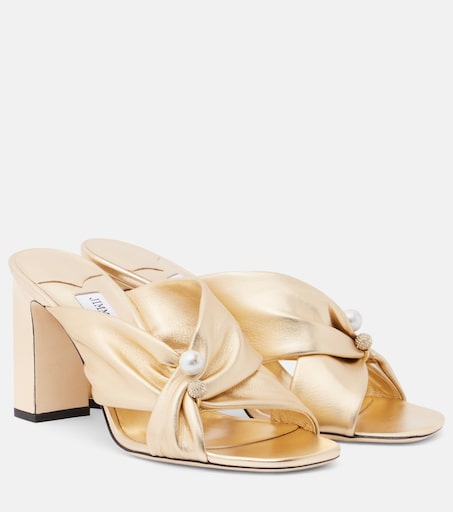 Rafi embellished metallic leather mules