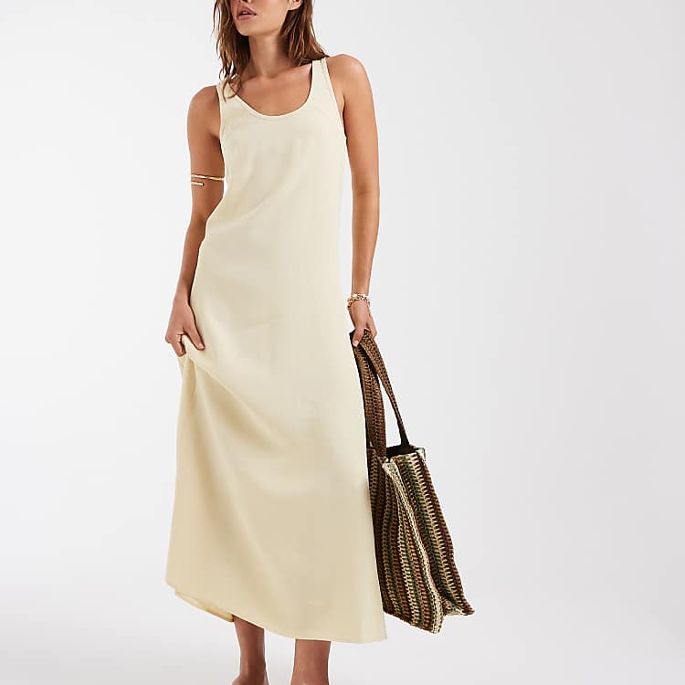 & Other Stories crepe maxi dress with seam detailing in butter yellow