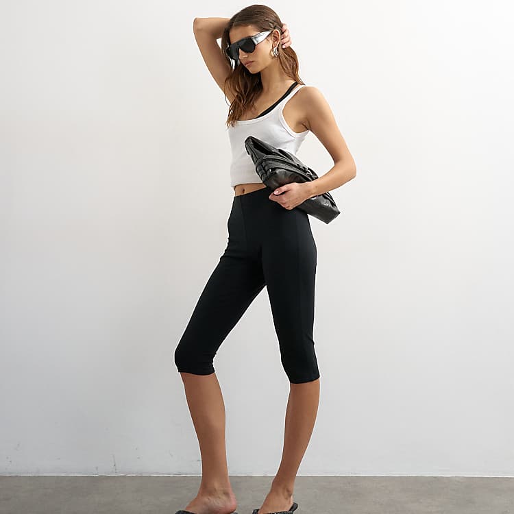 Topshop Jersey Capri Leggings in Black — Denim