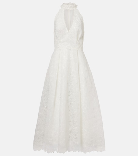 Lavinia embroidered organza cocktail dress