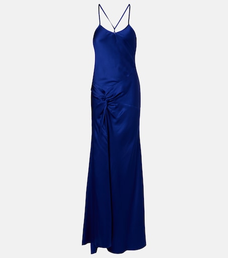 Gathered crêpe satin gown
