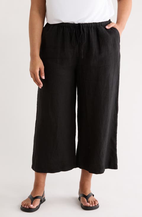 Caslon® Wide Leg Crop Linen Pants