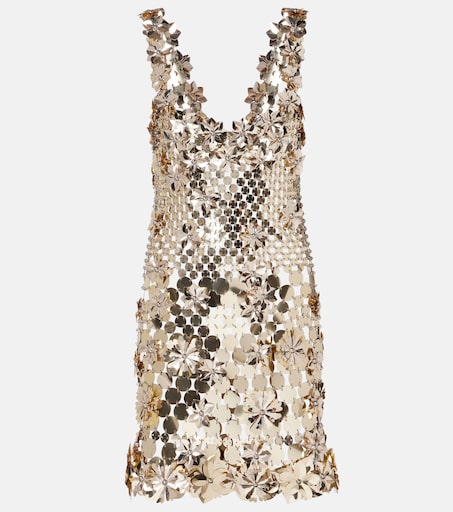 Rabanne Embellished Chainmail Minidress in Gold