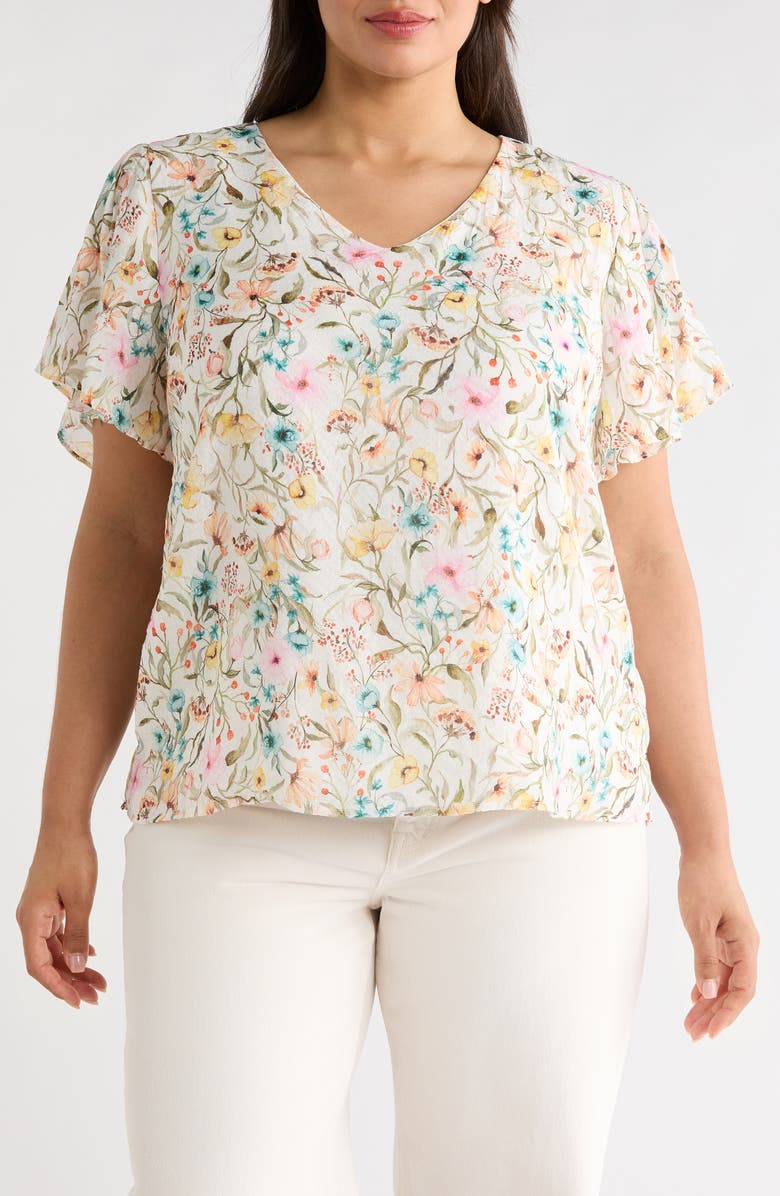 Vince Camuto Print Tulip Sleeve Top