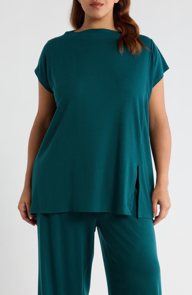 Eileen Fisher Rib Boxy Funnel Neck Top