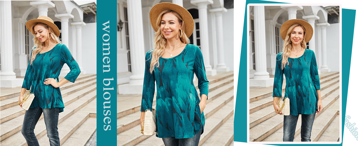 Top 10 3/4 Sleeve Womens Tops cover photo collage