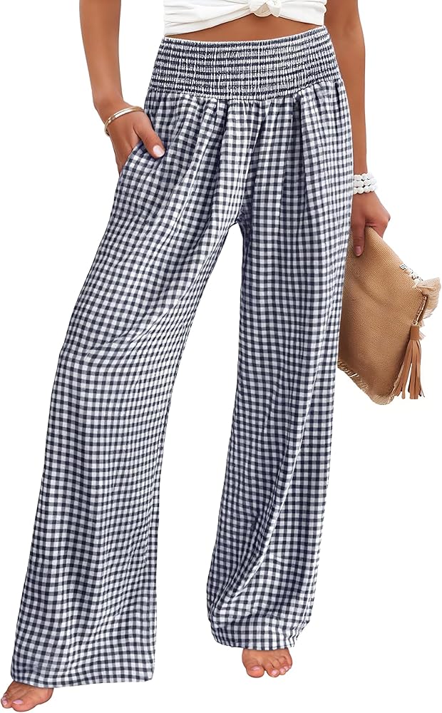 Striped Gingham Palazzo Lounge Pants cover photo collage