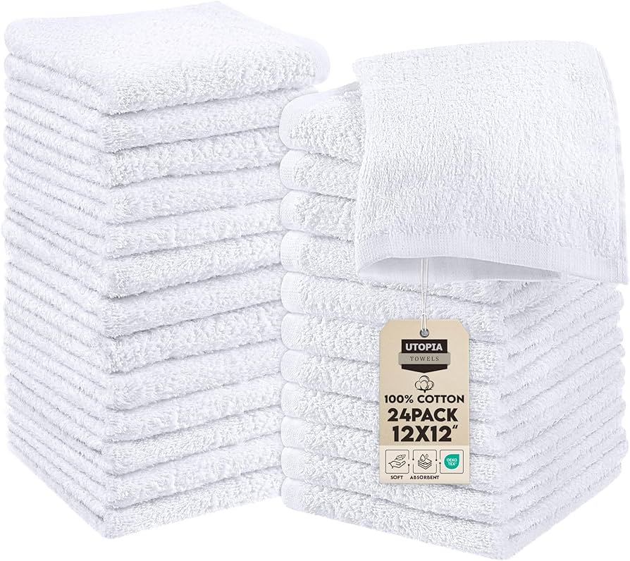 Soft white cotton washcloth sets cover photo collage