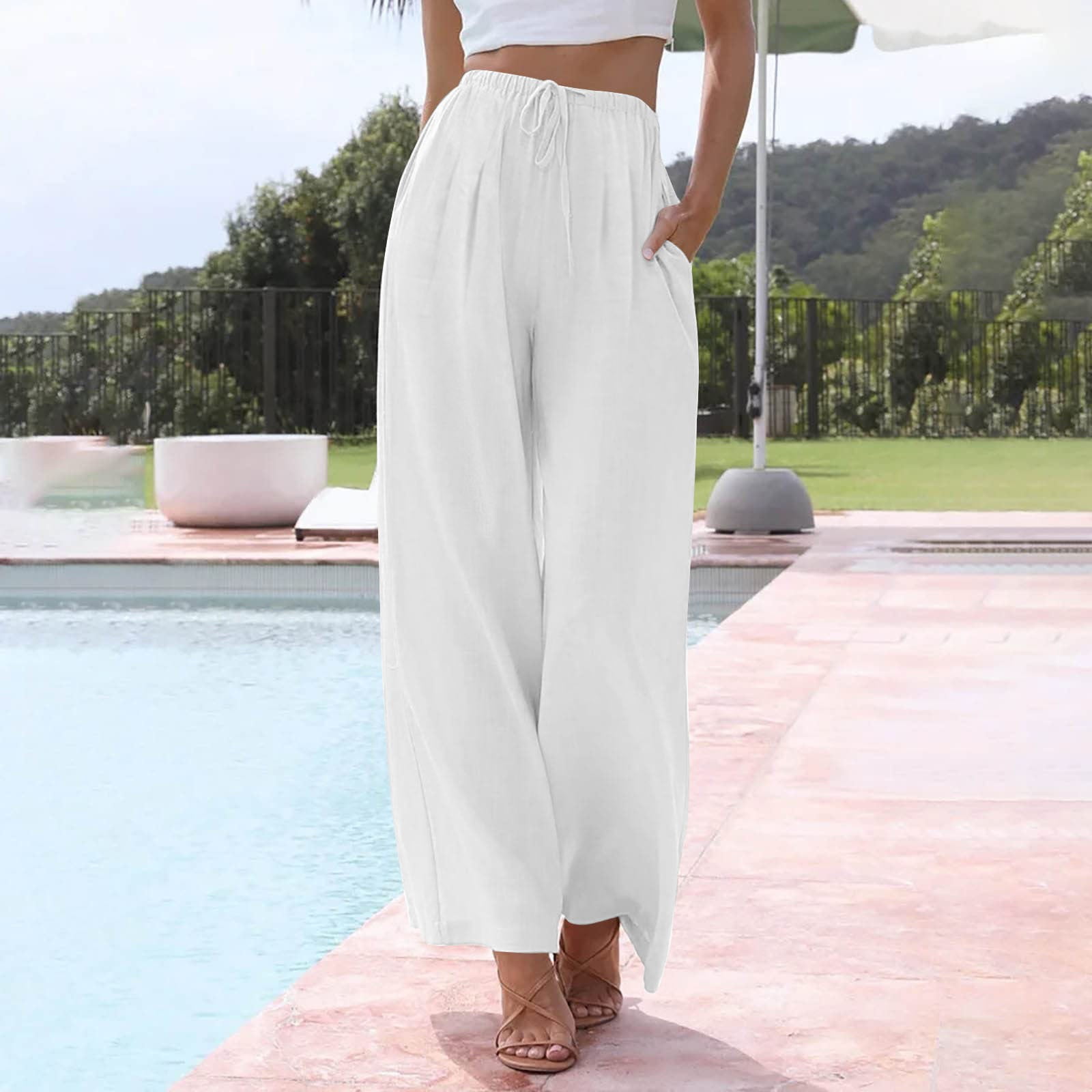 Top 10 Linen Wide Leg Pants cover photo collage