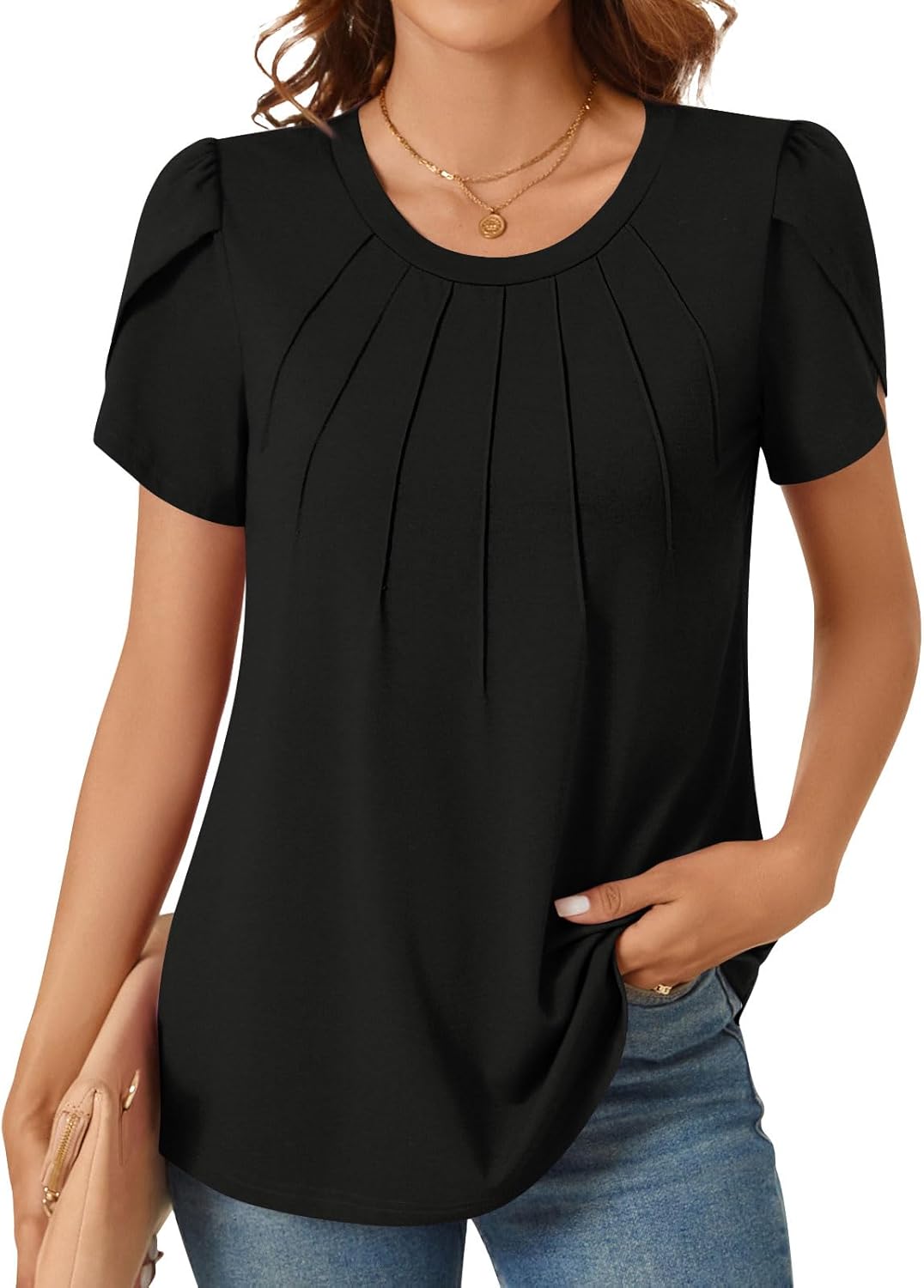 Dressy Short Sleeve Tops for Work cover photo collage