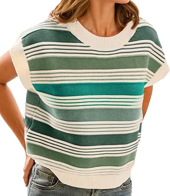 Striped Short Sleeve Sweater Vest Outfits cover photo collage