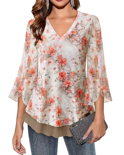Top 10 3/4 Sleeve Work Blouses cover photo collage