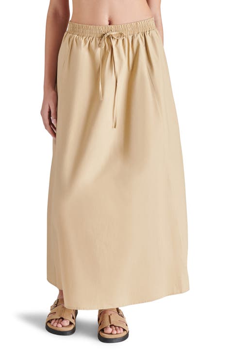 Halogen® Drawstring Waist Cotton Maxi Skirt