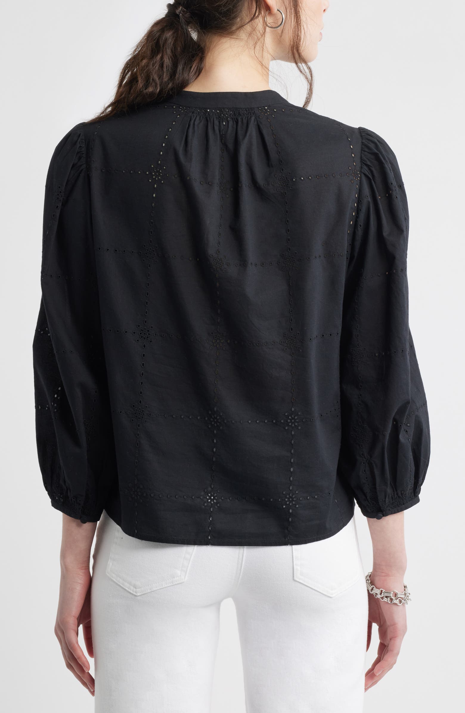 Caslon Embroidered Popover Top