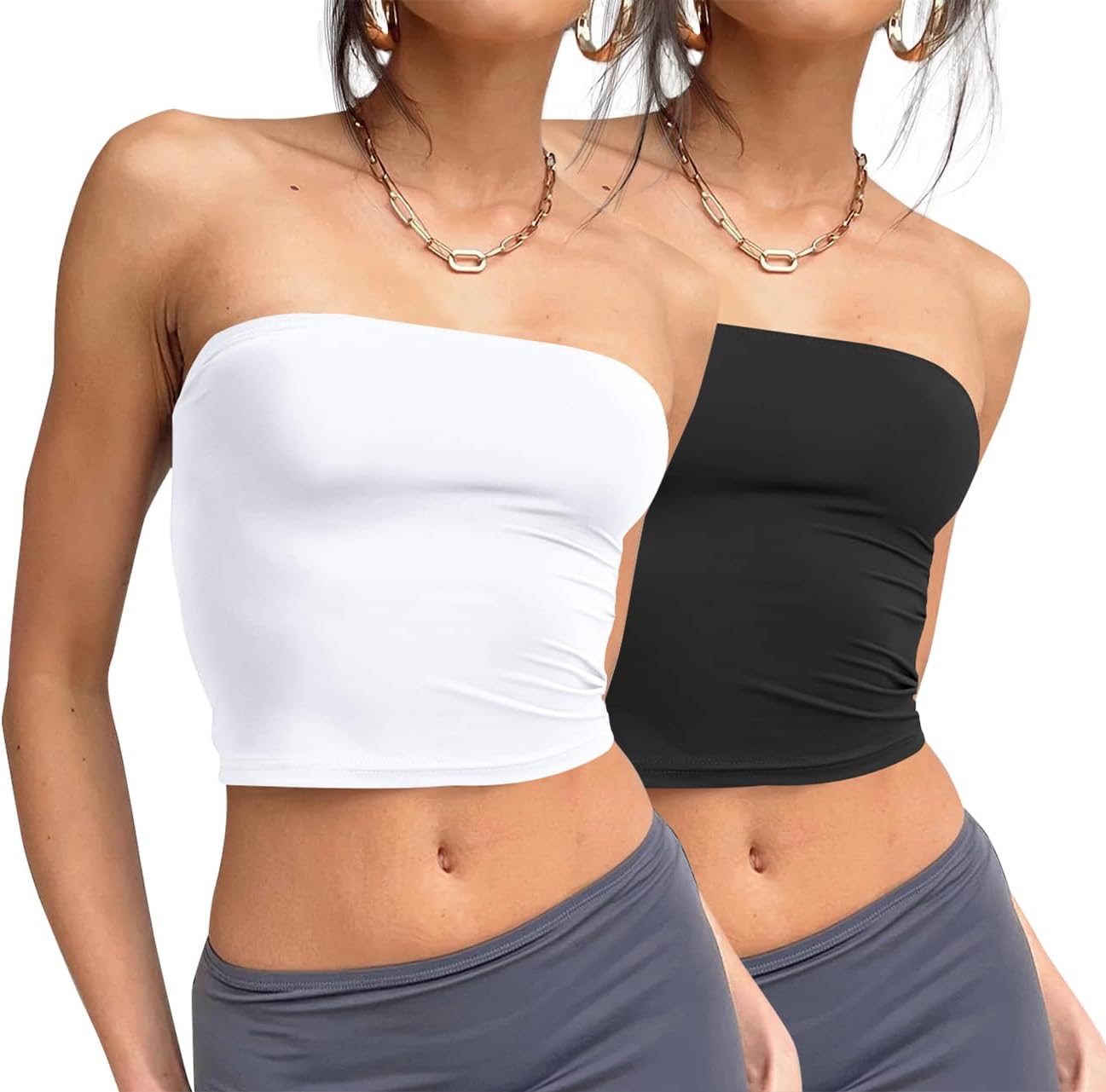 Best Strapless Bandeau Crop Tops for Women cover photo collage