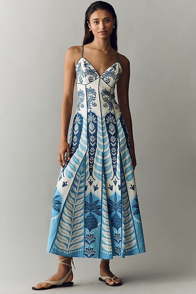 Anthropologie x Farm Rio Sleeveless V-Neck A-Line Maxi Dress