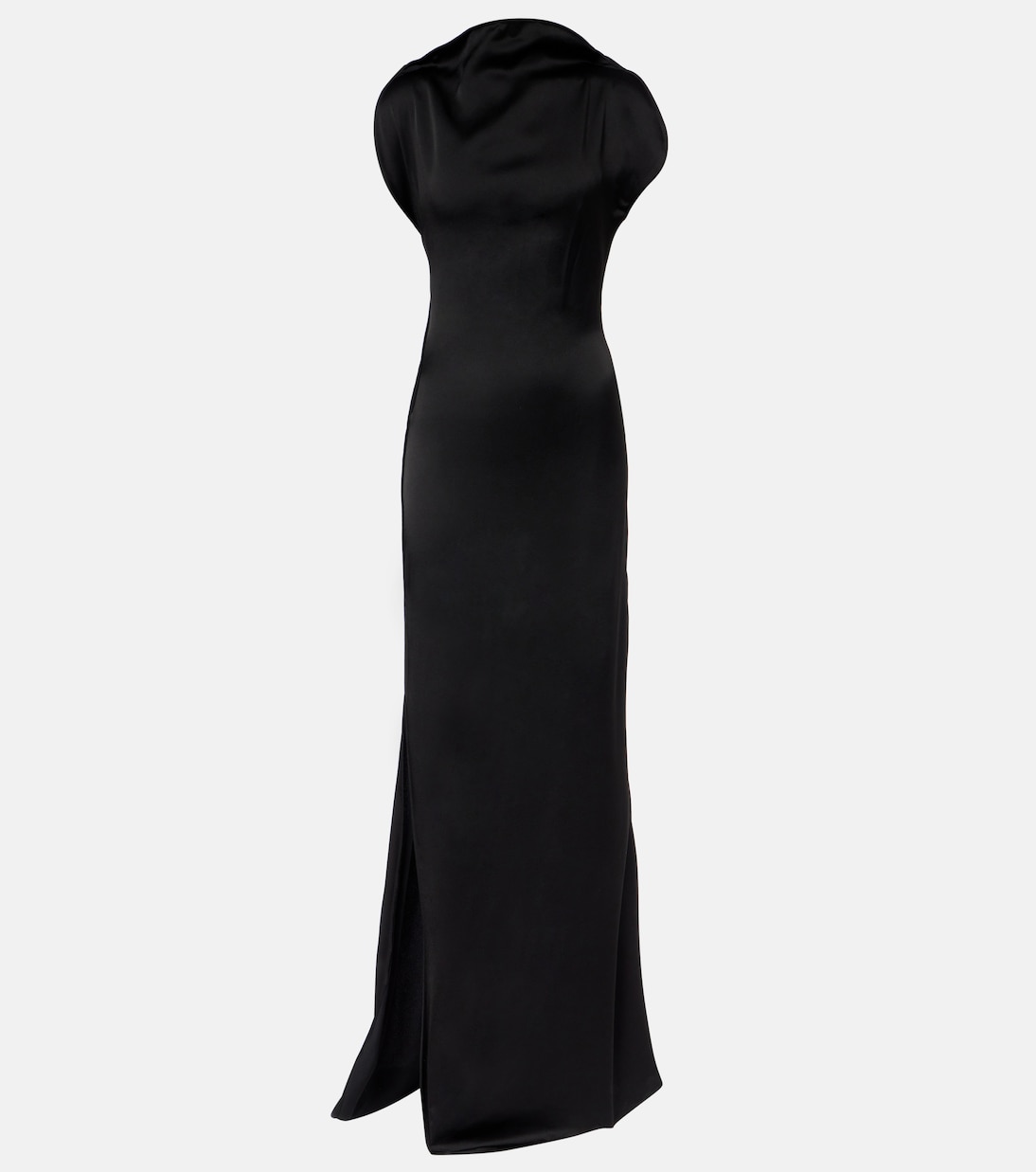 Gathered crêpe satin gown