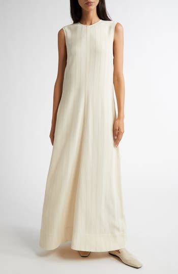 Woven Stripe Sleeveless A-Line Dress