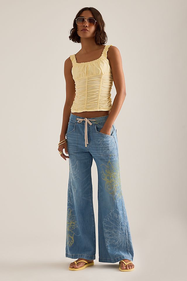 Ellis High-Rise Wide-Leg Drawstring Jeans by Pilcro