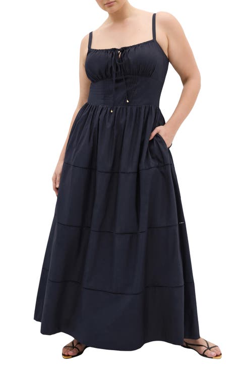 City Chic Vani Corset Bodice Cotton Maxi Dress Plus