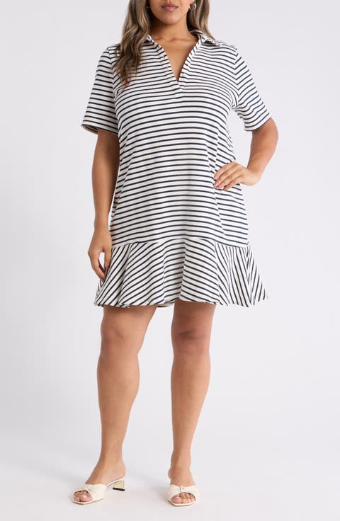 Caslon Henley Short Sleeve Polo Dress Plus