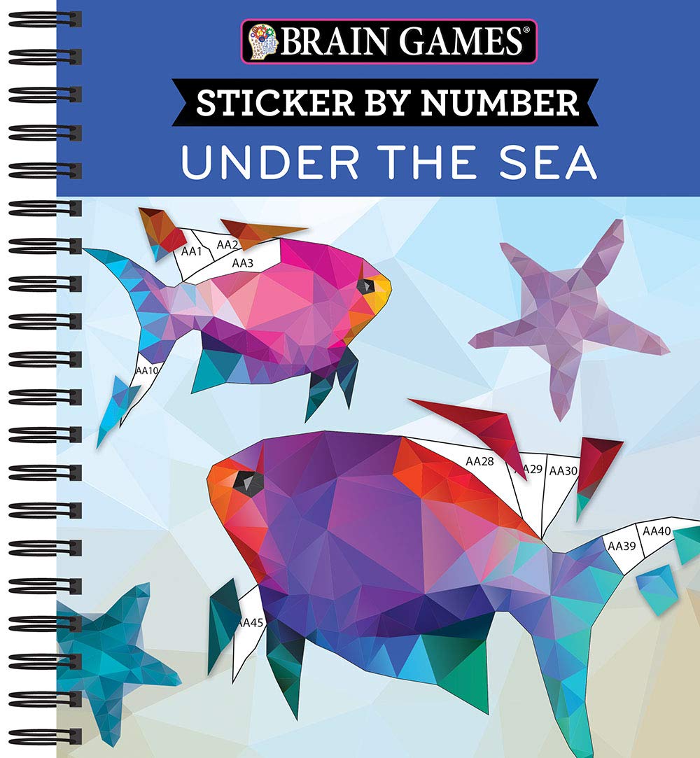 Save & Read - Brain Games - Sticker by Number: Under the Sea - 2 Books in 1 (42 Images to Sticker) creative collection picks cover photo collage