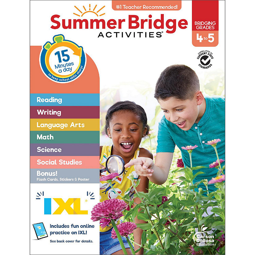 Download - Summer Bridge Activities 4th to 5th Grade Workbooks All Subjects, Math, Language Arts, Reading Comprehension, Science, Social Studies, Writing, Fitness, Flash Cards, Stickers and More (Volume 6) cover photo collage