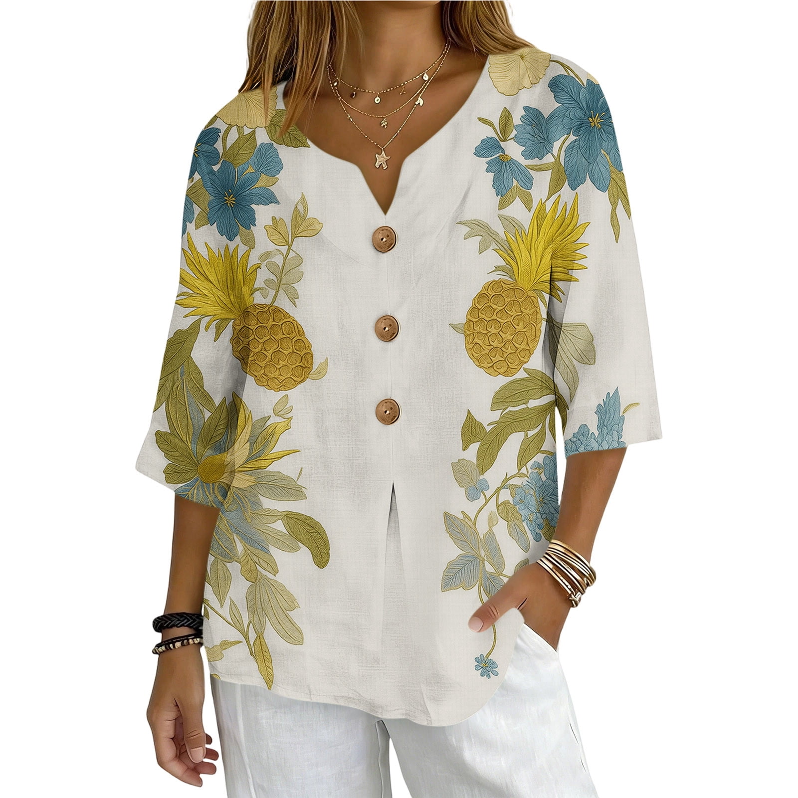 Cotton Linen Three-Quarter Sleeve Tops Women Can't Stop Wearing cover photo collage