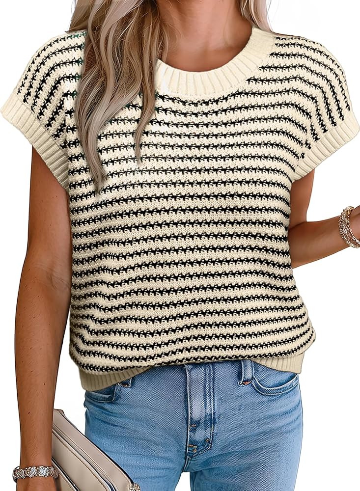 Striped Sweater Vests That Are Cute, Cozy, and Surprisingly Versatile cover photo collage